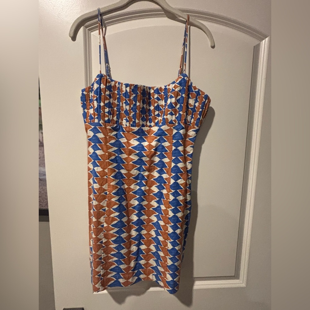 Maeve Blue and Orange Spaghetti Strap Sundress